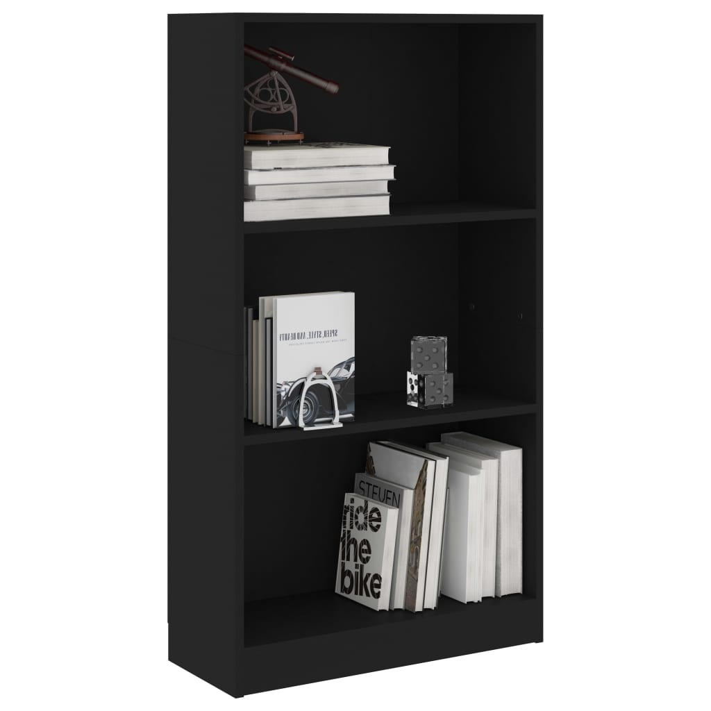 VidaXL Boekenkast met 3 schappen 60x24x109 cm bewerkt hout zwart