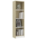 VidaXL Boekenkast met 4 schappen 40x24x142cm bewerkt hout wit en eiken