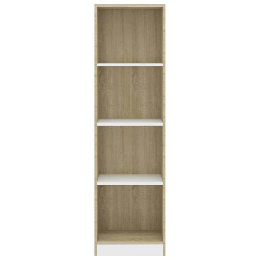 VidaXL Boekenkast met 4 schappen 40x24x142cm bewerkt hout wit en eiken