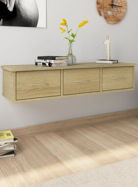 VidaXL Wandschap met lades 88x26x18,5 cm bewerkt hout sonoma eiken