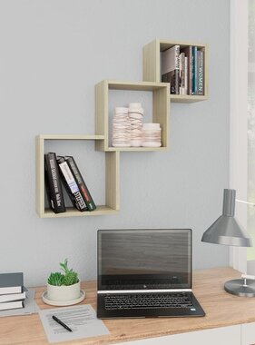 VidaXL Wandschappen kubus 68x15x68 cm spaanplaat sonoma eikenkleurig