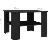 VidaXL Salontafel 60x60x42 cm bewerkt hout zwart