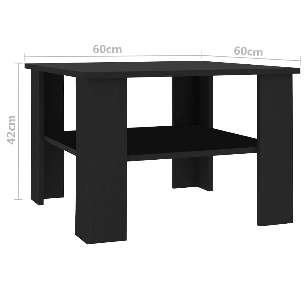 VidaXL Salontafel 60x60x42 cm bewerkt hout zwart