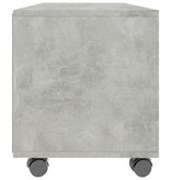 VidaXL Tv-meubel met wieltjes 90x35x35 cm bewerkt hout betongrijs