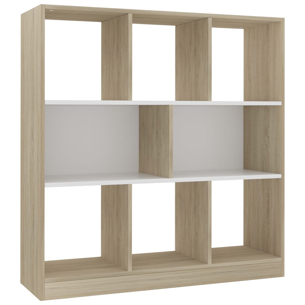 VidaXL Boekenkast 97,5x29,5x100 cm bewerkt hout wit en eikenkleurig