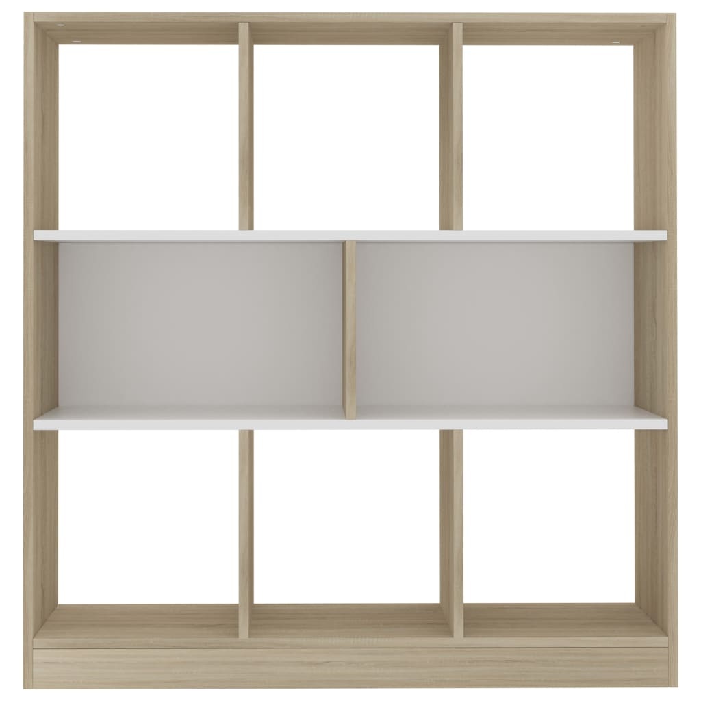 VidaXL Boekenkast 97,5x29,5x100 cm bewerkt hout wit en eikenkleurig