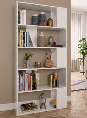 VidaXL Boekenkast/kamerscherm 80x24x159 cm hoogglans wit