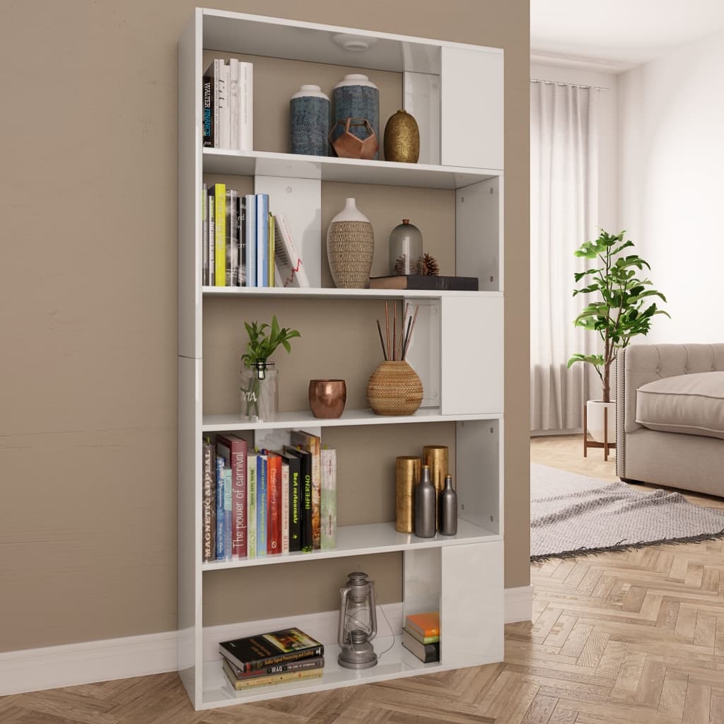 VidaXL Boekenkast/kamerscherm 80x24x159 cm hoogglans wit