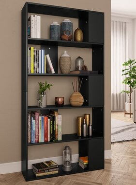 VidaXL Boekenkast/kamerscherm 80x24x159 cm bewerkt hout zwart