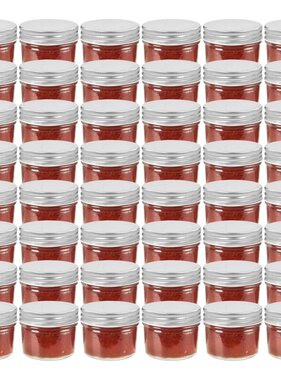 VidaXL Jampotten met zilverkleurige deksels 48 st 110 ml glas