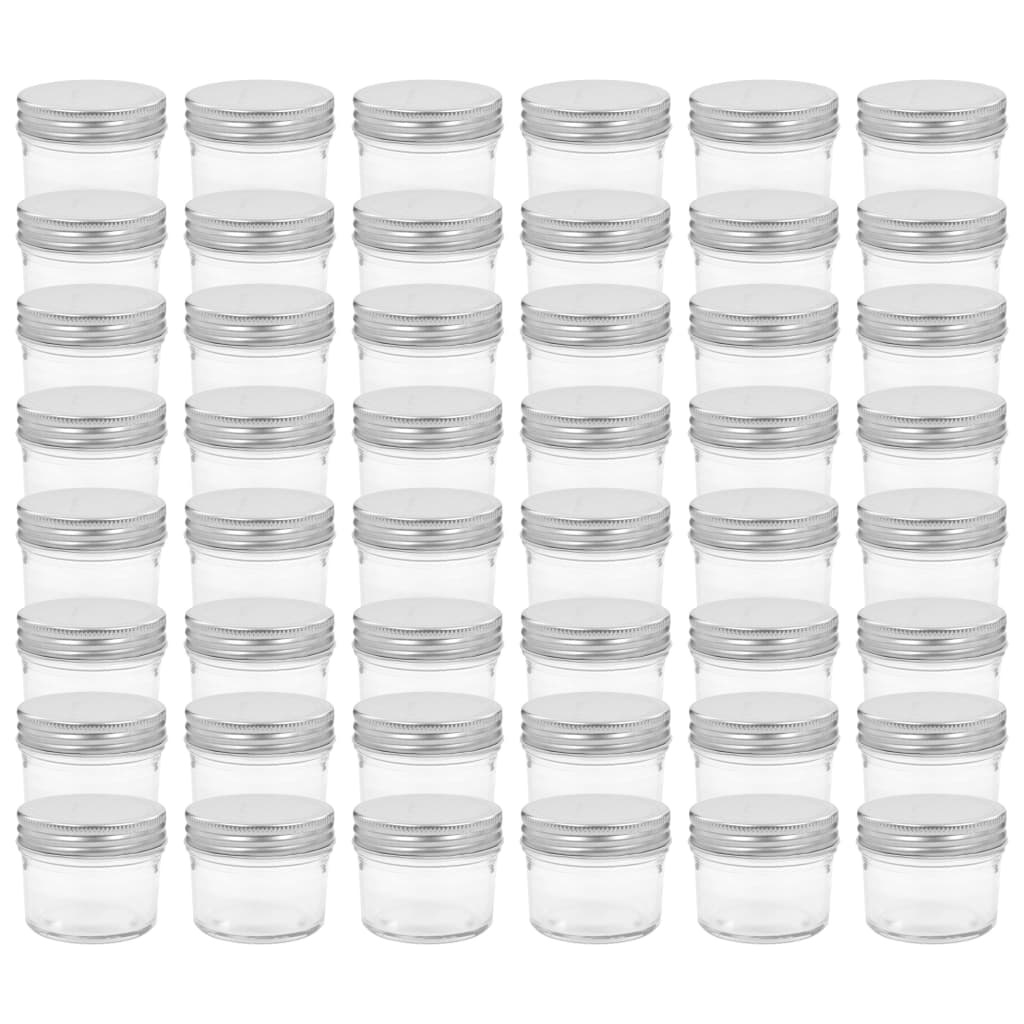 VidaXL Jampotten met zilverkleurige deksels 48 st 110 ml glas