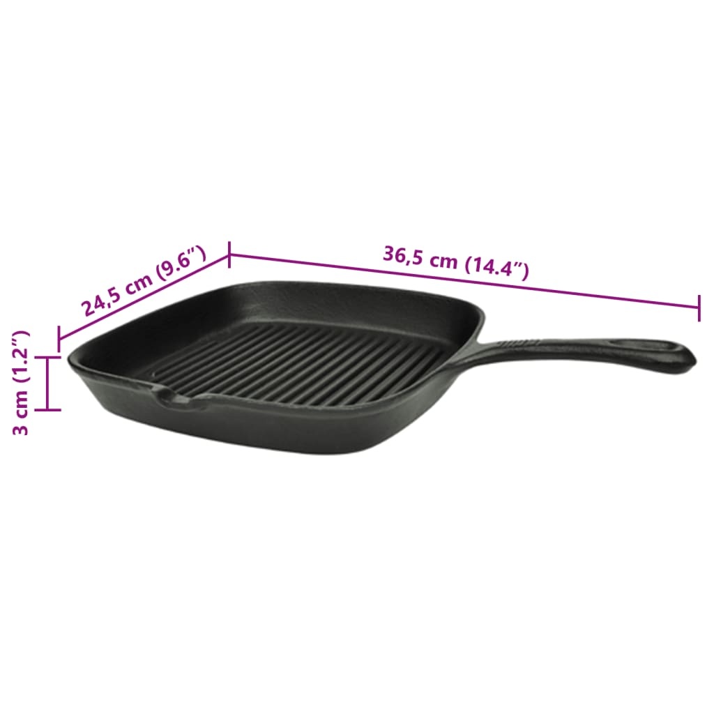 VidaXL Grillpan gietijzer 24x23 cm