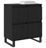 VidaXL Dressoir met opslag met de deur Zwart 60 x 35 x 70 cm Bewerkt hout