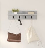 VidaXL Wandgemonteerde kapstok met plank Betongrijs 60 x 10.5 x 18 cm