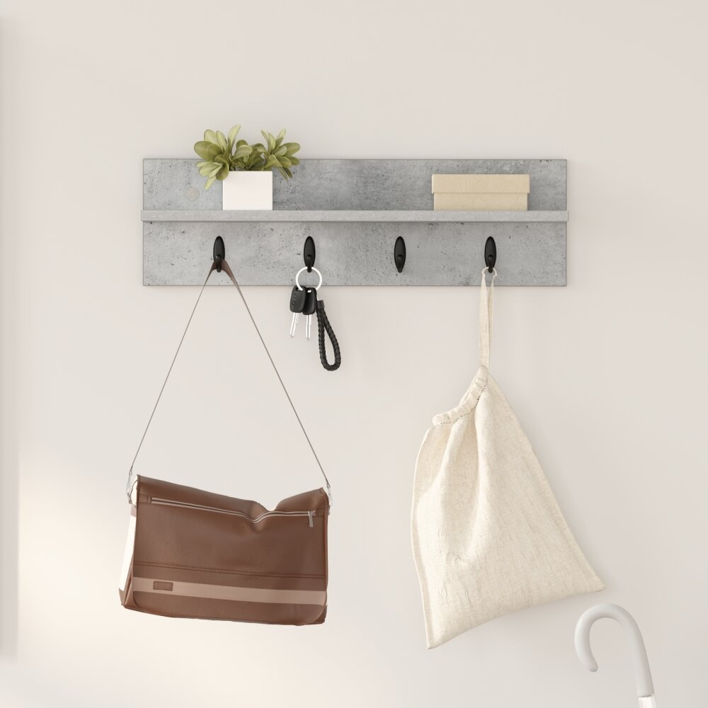 VidaXL Wandgemonteerde kapstok met plank Betongrijs 60 x 10.5 x 18 cm