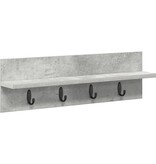 VidaXL Wandgemonteerde kapstok met plank Betongrijs 60 x 10.5 x 18 cm