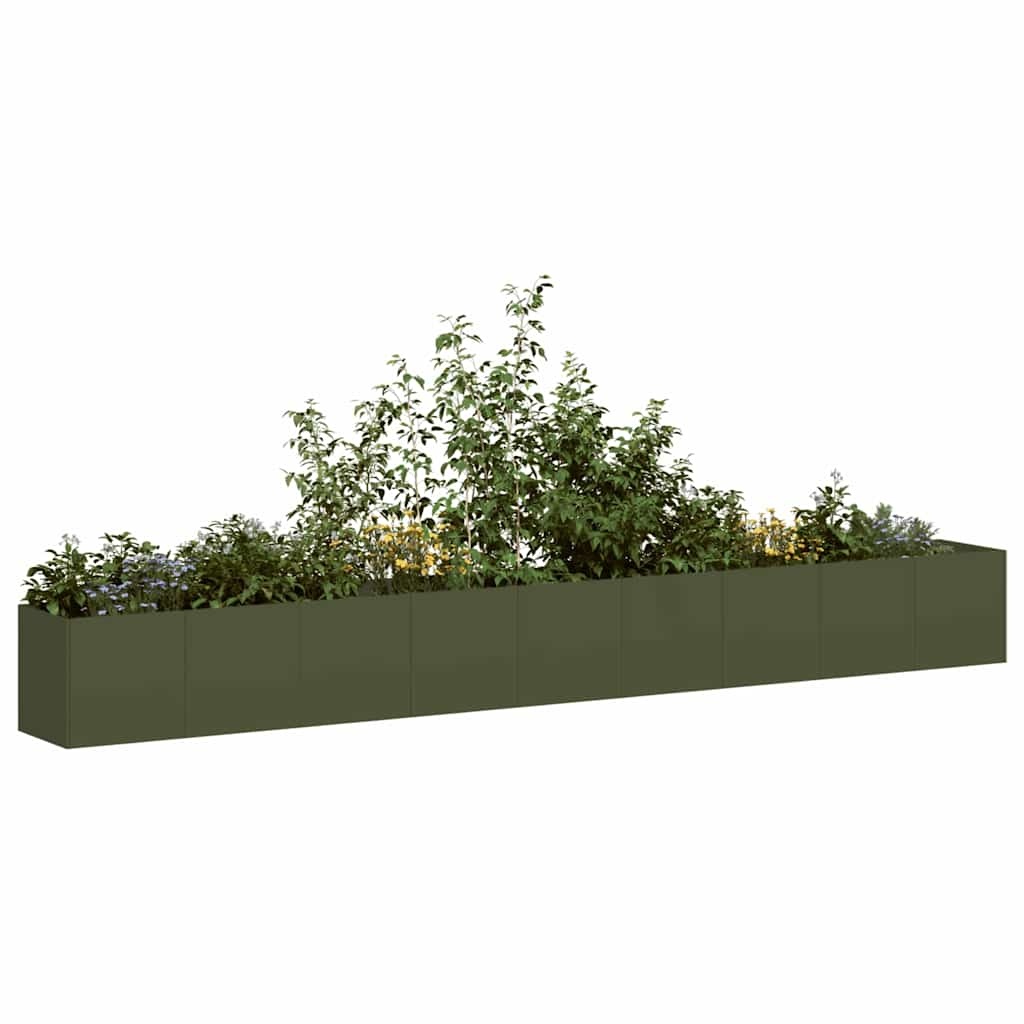 VidaXL Plantenbak 360x40x40 cm koudgewalst staal olijfgroen