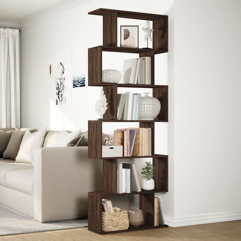 VidaXL Kamerscherm / boekenkast 6-laags 70x24x193 cm hout bruin eiken