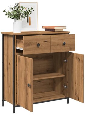 VidaXL Dressoir 70x30x80 cm bewerkt hout artisanaal eikenkleur