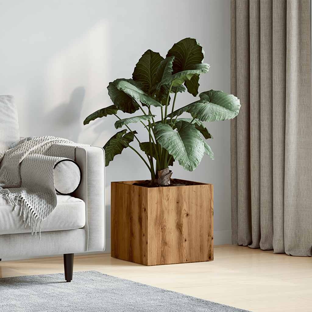 VidaXL Plantenbak 40x40x40 cm bewerkt hout artisanaal eikenkleur