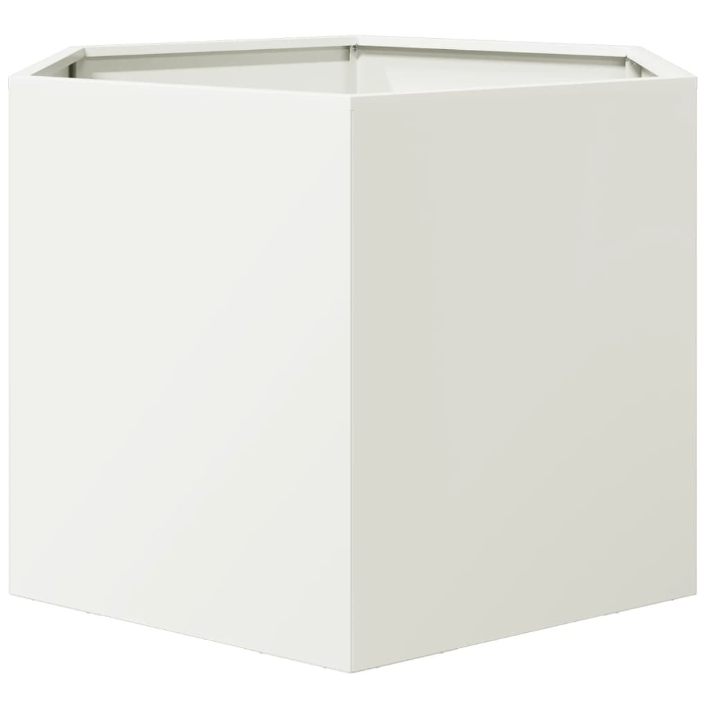 VidaXL Plantenbak zeshoek 69x60x45 cm staal wit