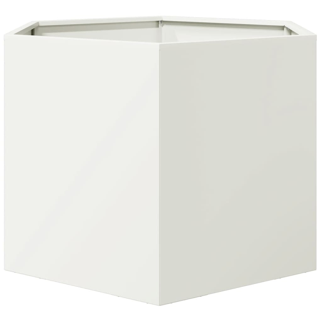 VidaXL Plantenbak zeshoek 69x60x45 cm staal wit