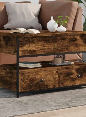 VidaXL Salontafel 85x50x50 cm bewerkt hout en metaal gerookt eiken