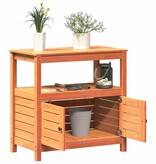 VidaXL Oppottafel met schappen 82,5x45x81 cm massief grenenhout bruin