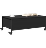 VidaXL Salontafel met wielen 91x55x34 cm  bewerkt hout zwart