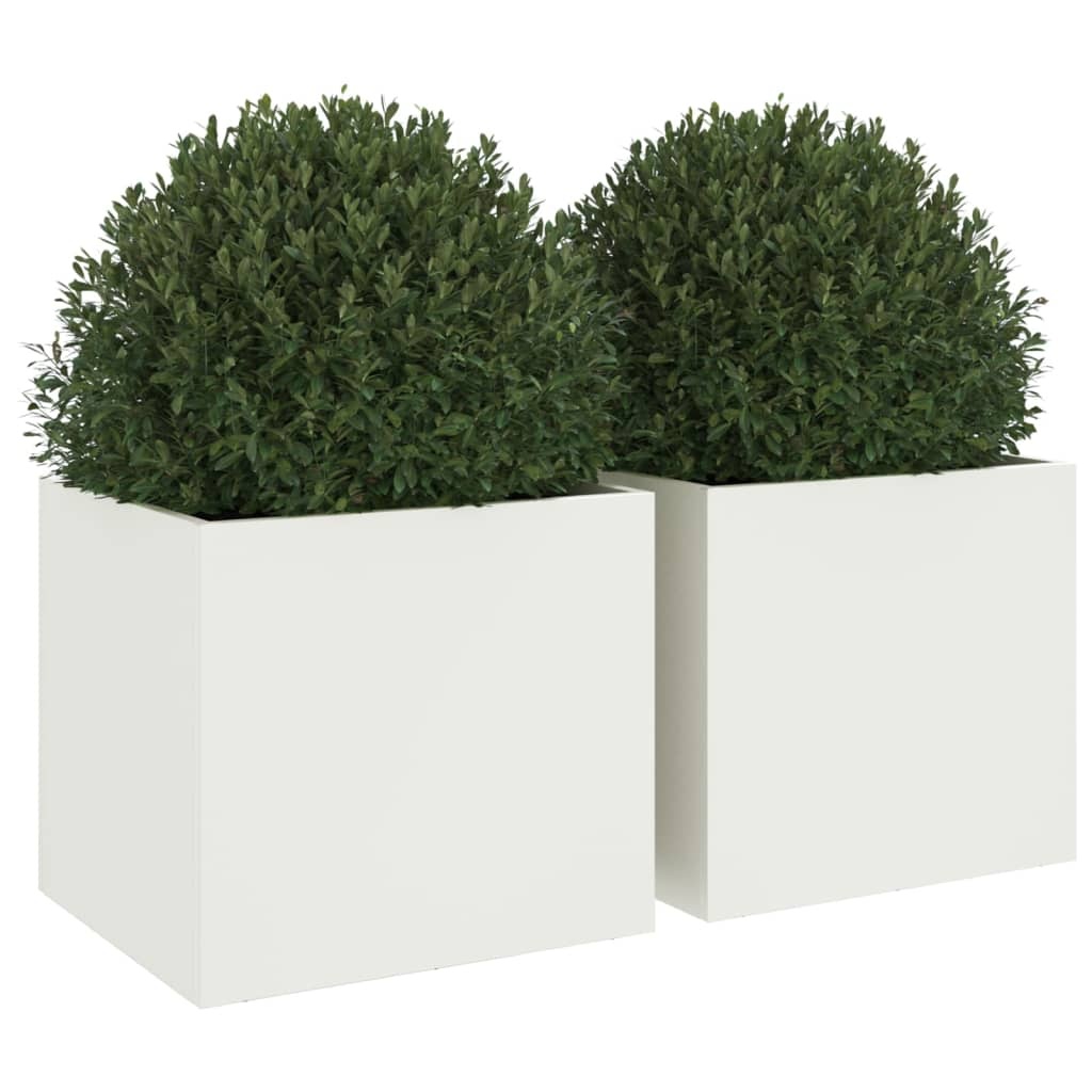 VidaXL Plantenbakken 2 st 32x30x29 cm staal wit