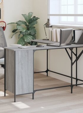 VidaXL Bureau 141x141x75 cm bewerkt hout grijs sonoma eikenkleurig