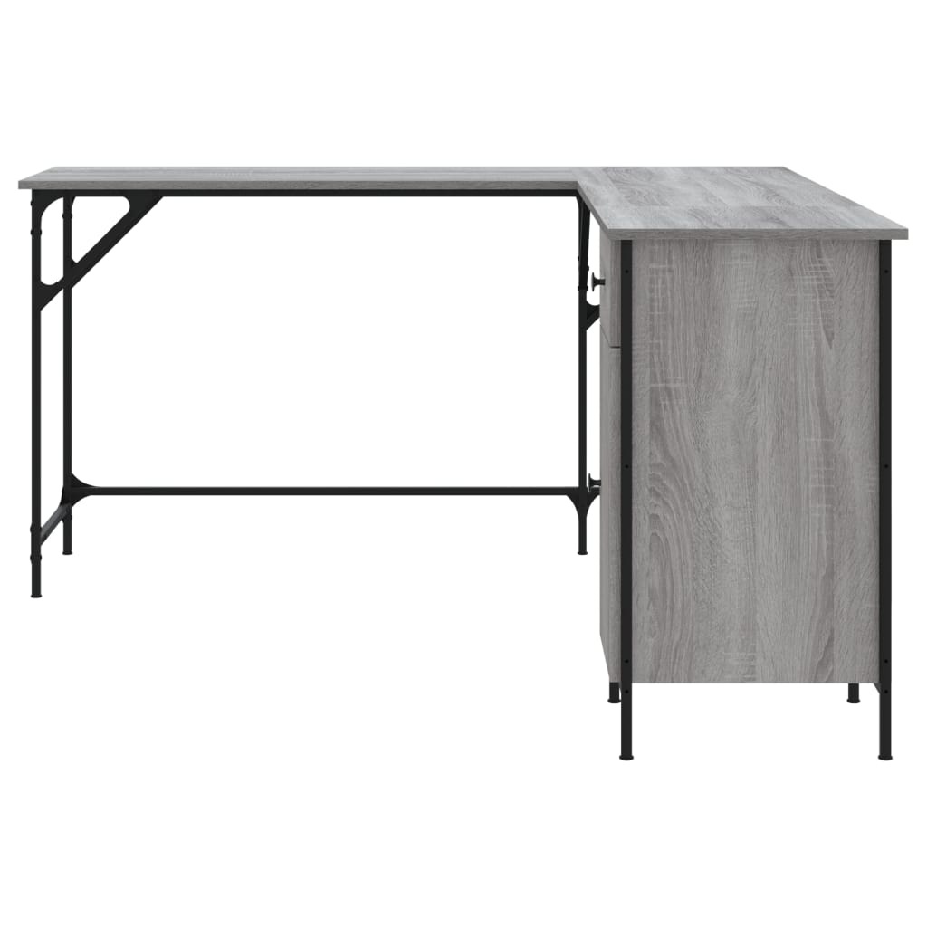 VidaXL Bureau 141x141x75 cm bewerkt hout grijs sonoma eikenkleurig