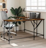 VidaXL Bureau 149x149x75 cm bewerkt hout gerookt eikenkleurig