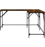 VidaXL Bureau 149x149x75 cm bewerkt hout gerookt eikenkleurig