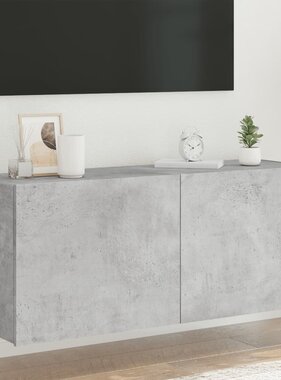 VidaXL Tv-wandmeubel met LED-verlichting 100x35x41 cm betongrijs