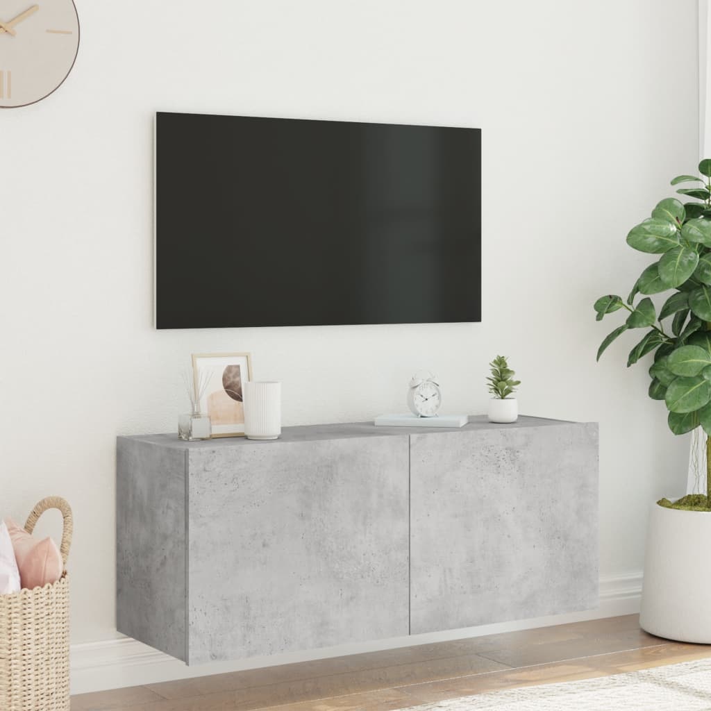 VidaXL Tv-wandmeubel met LED-verlichting 100x35x41 cm betongrijs