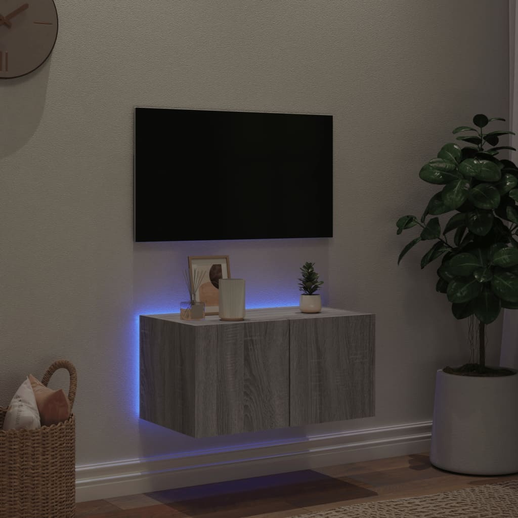 VidaXL Tv-wandmeubel met LED-verlichting 60x35x31 cm grijs sonoma