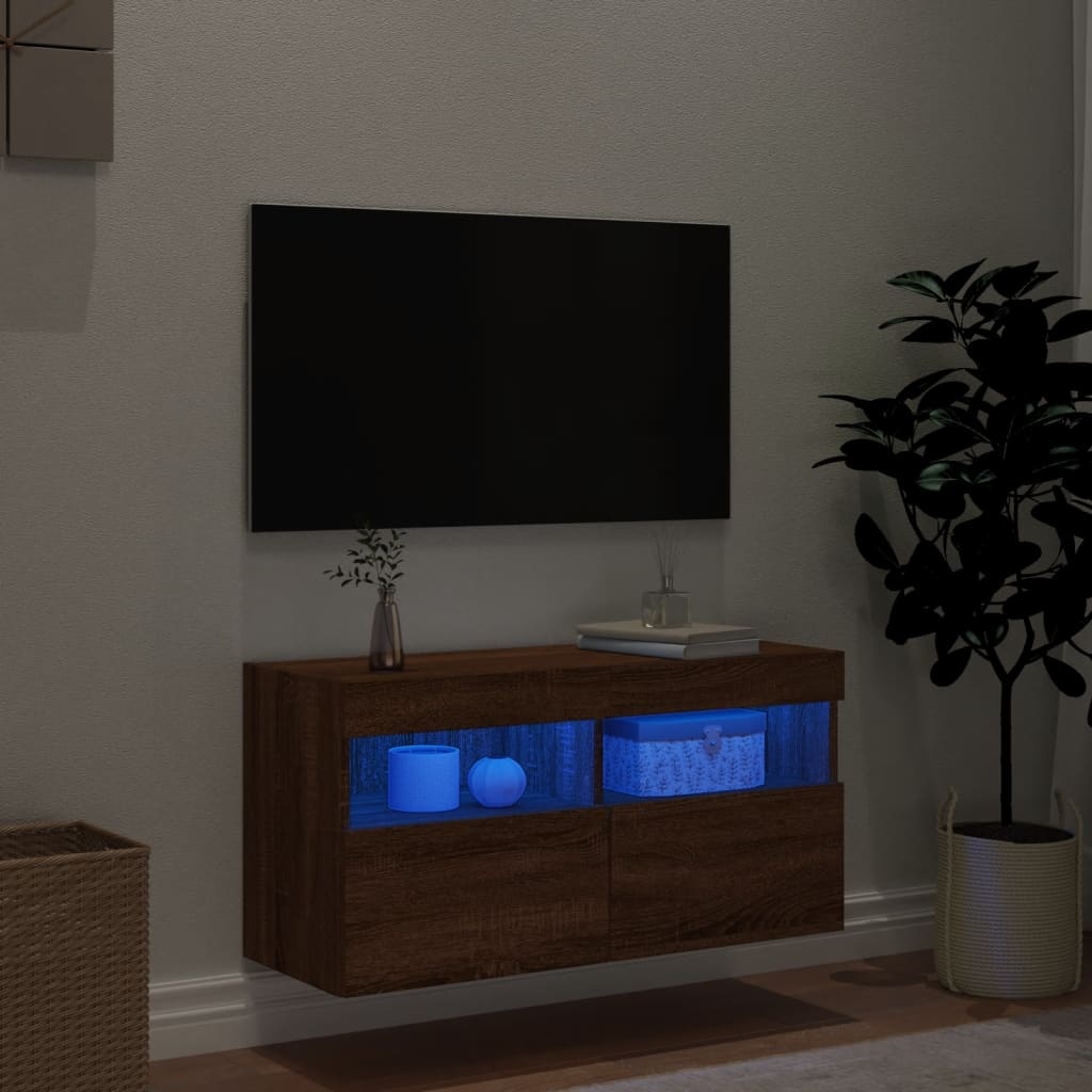 VidaXL Tv-wandmeubel met LED-verlichting 80x30x40 cm bruin eikenkleur