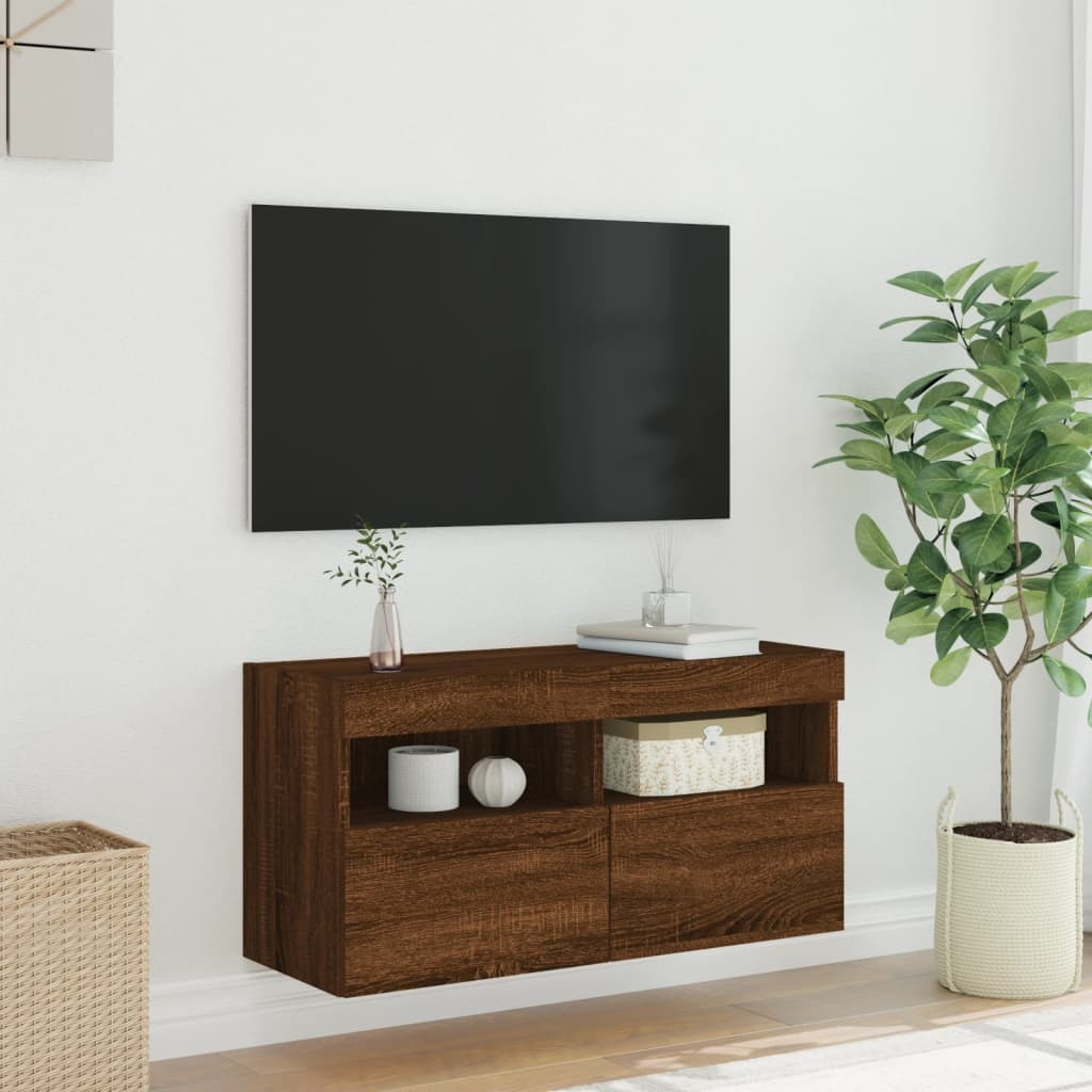 VidaXL Tv-wandmeubel met LED-verlichting 80x30x40 cm bruin eikenkleur