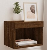 VidaXL Nachtkastje met LED's wandgemonteerd bruin eikenkleur