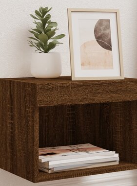 VidaXL Nachtkastje met LED's wandgemonteerd bruin eikenkleur