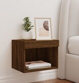 VidaXL Nachtkastje met LED's wandgemonteerd bruin eikenkleur