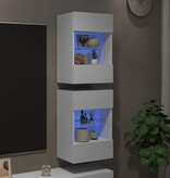 VidaXL Wandkasten met LED-verlichting voor tv 2 st 40x30x60,5 cm wit