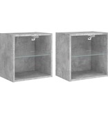 VidaXL Nachtkastjes met LED's 2 st wandgemonteerd betongrijs