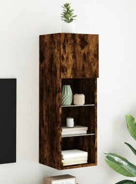 VidaXL Tv-meubel LED-verlichting 30,5x30x90 cm gerookt eikenkleurig