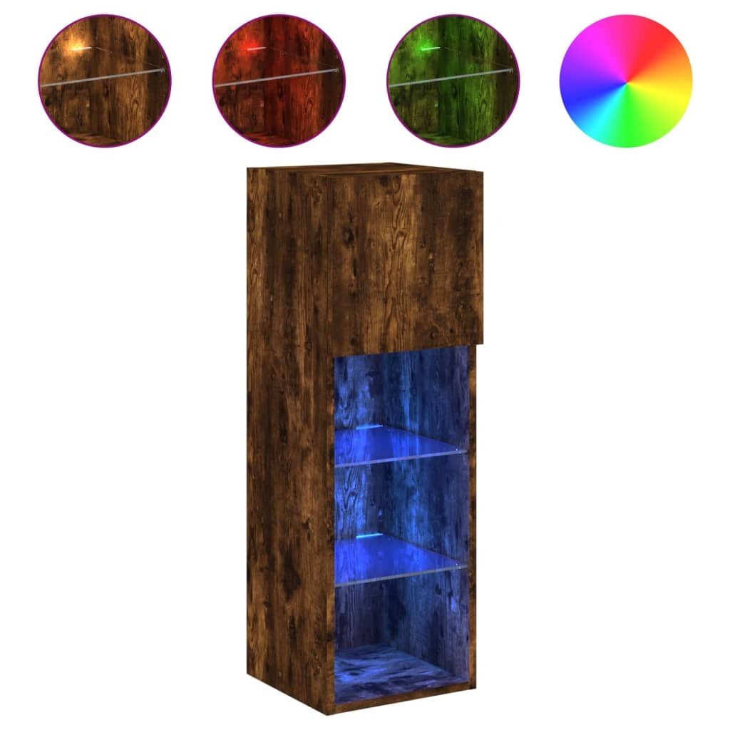 VidaXL Tv-meubel LED-verlichting 30,5x30x90 cm gerookt eikenkleurig
