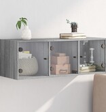 VidaXL Wandkast met glazen deuren 102x37x35 cm grijs sonoma eiken