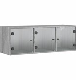 VidaXL Wandkast met glazen deuren 102x37x35 cm grijs sonoma eiken