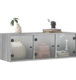 VidaXL Wandkast met glazen deuren 102x37x35 cm grijs sonoma eiken