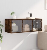 VidaXL Wandkast met glazen deuren 102x37x35 cm gerookt eikenkleurig